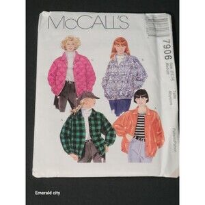 Vtg McCalls Sewing Pattern #7906 Lined Or Unlined Jacket size 12, 14 Buttons Zip
